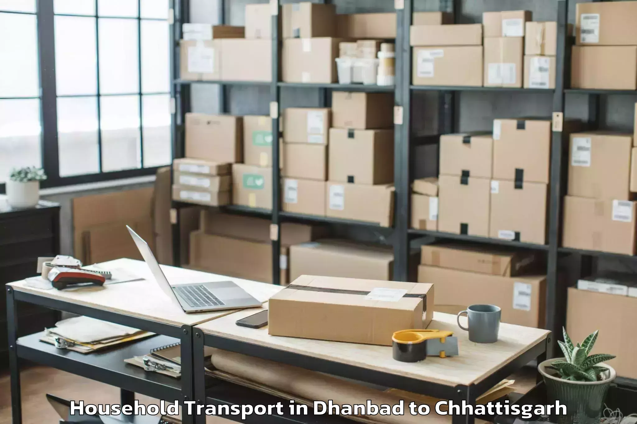 Trusted Dhanbad to Mahasamund Household Transport